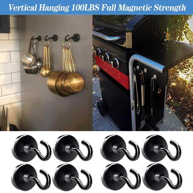 Elefama Strong Magnetic Hooks Heavy Duty 100 LB for Cruise Cabins Refrigerator Hanging BBQ Grill Tools Neodymium Magnets with Hooks Magnetic Hangers Magnet Hooks for Fridge Locker Coat Wreaths - Image 4